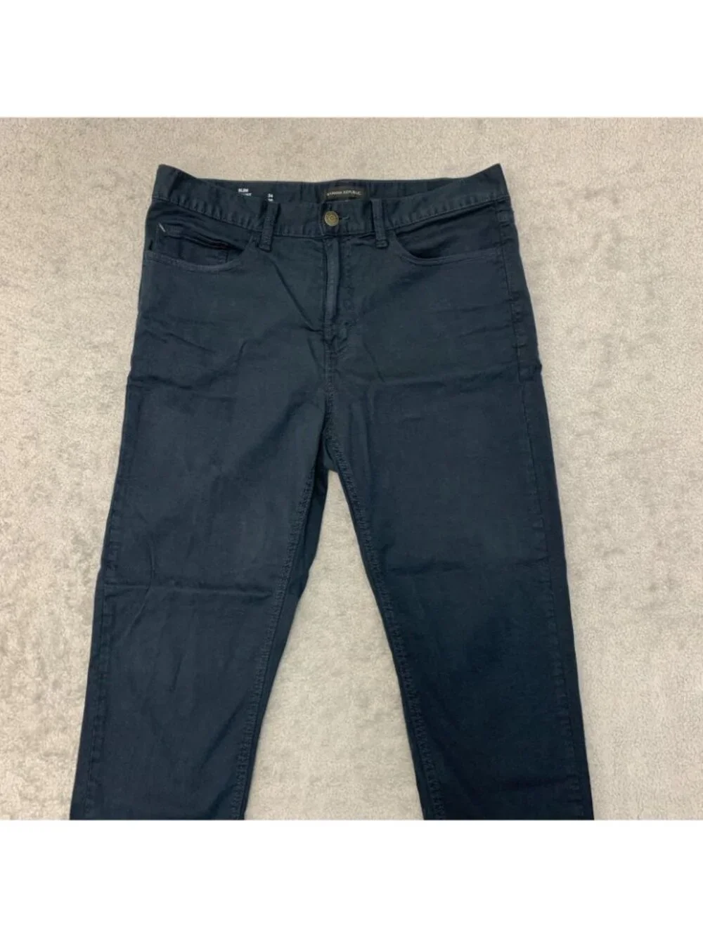 Banana Republic Men's 34x30 Slim Fit 5-Pocket Twill Chino Pants Navy Blue F1869